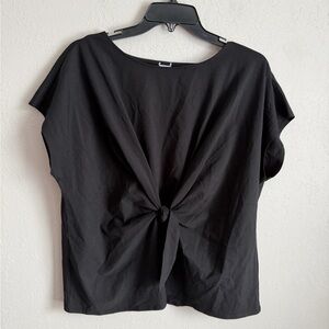 Wynne Layers Black Knot Tie Blouse Womens L Minimalist Modest Careerwear Office